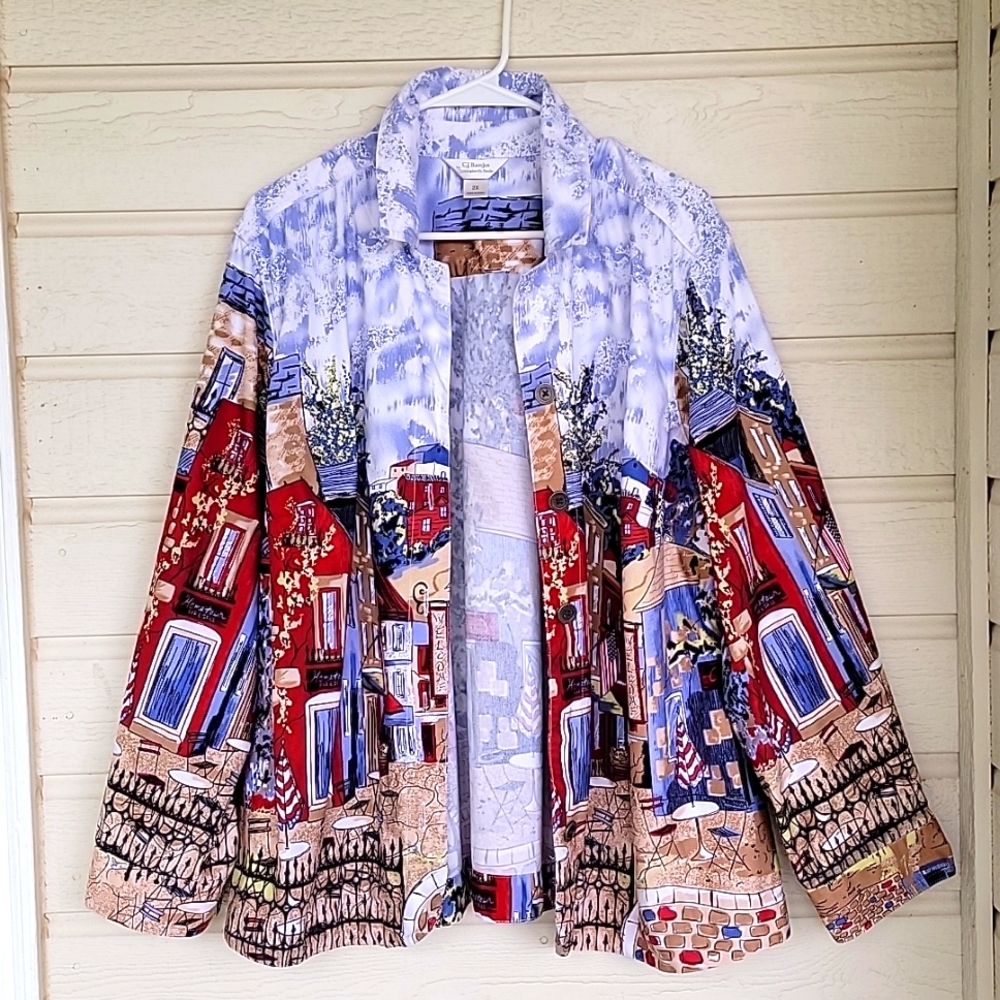 CJ  BANKS Womans 2X Plus Size Blazer lightweight, 100%Cotton
